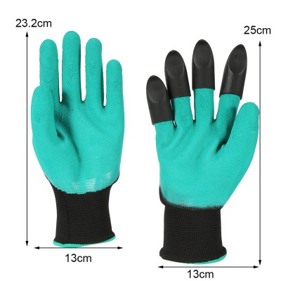 Garden Genie Gloves with Plastic Fingertips Claws Quick Safe Clean for Digging Planting Composting Best Gardening Tool(4 Pairs)   568046757